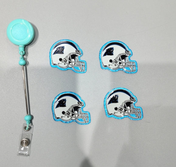 Wholesale 10pcs/Pack Blue Team Helmet DIY Acrylic Flatbacks for Badge Reels Keychains